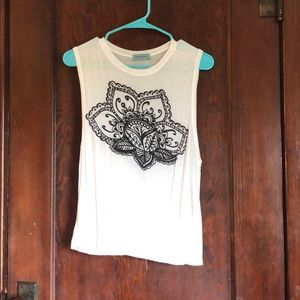 XS white and black tank top